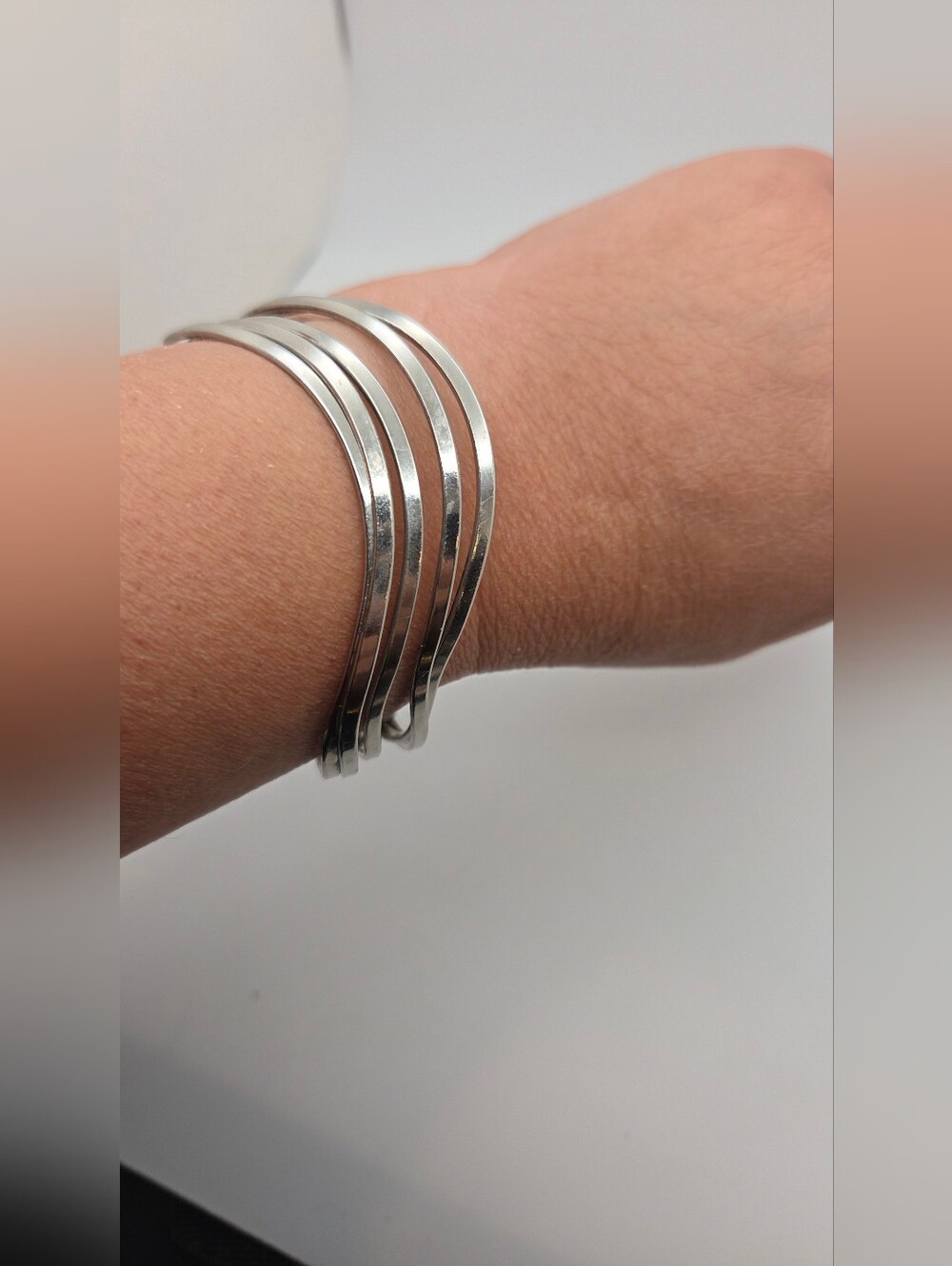 Sterling Silver Plated Multi-Band Cuff Bracelet - Silver Plated Women Jewelry - Picture 2 of 5
